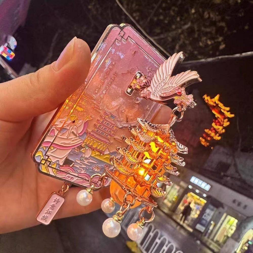 Metal LED Fridge Magnet Light Up Refrigerator Sticker  Souvenir of Yellow Crane Tower