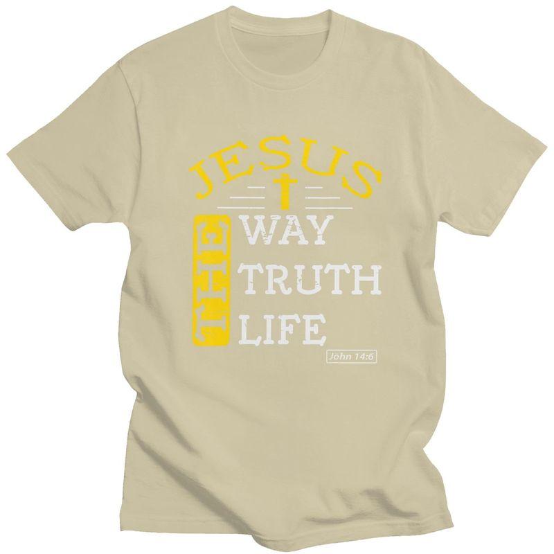 Custom Male Jesus The Way Truth Life T Shirts Short Sleeves Cotton Tshirts Streetwear Tshirt Casual Tees Loose Fit Clothes