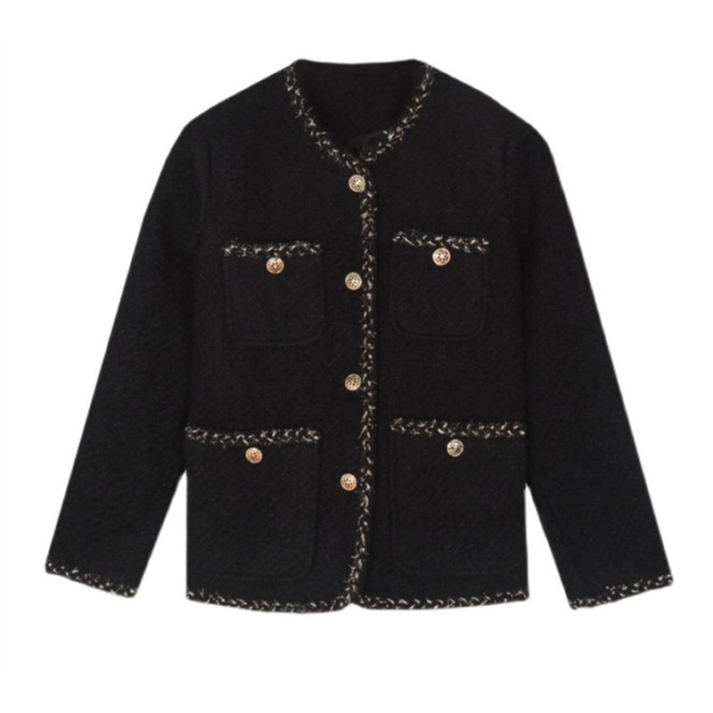 

Tweed Oversize Women s Clothing Amazon Slimming Coat Black L