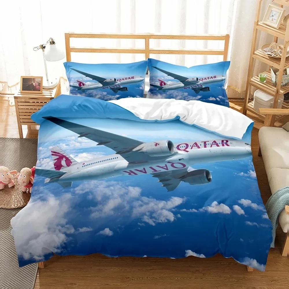 Literie 3D Avion Ciel Bleu Imprimé Taille Queen Pour Garçons Enfants Housse de Couette Avion Linge de Maison De Literie
