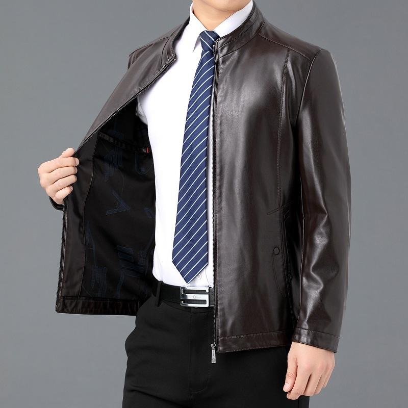 High-end Spring and Autumn New Genuine Leather Jacket Men's Stand-up Collar Sheepskin Jacket Short Slim Casual Jacket