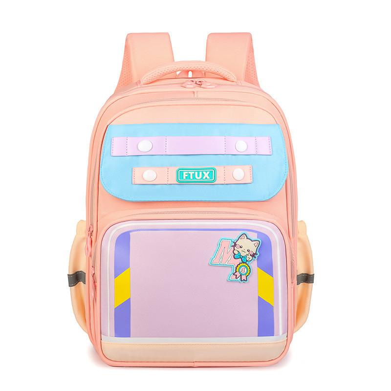 

New Stylish Large Capacity Children Backpack For Boys And Girls With Cute Cartoon Design In Pink Gray Khaki Blue Purple For School Use розовый
