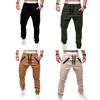 Winter Men Pants Drawstring Elastic Waist with Pockets Zipper Decor Joggers Loose Ankle-banded Solid Color Outdoor Trousers Pleated Sweatpants