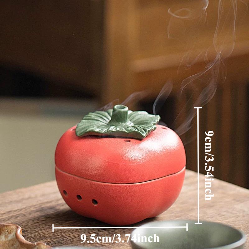 1pc Ceramic Incense Burner, Orange/Persimmon/Durian Shaped Incense Burner, Temple Sacrificial Supplies Feng Shui Accessories
