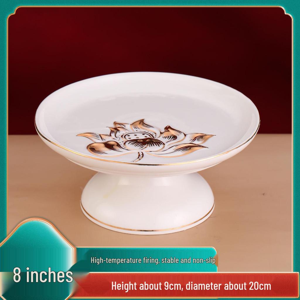 Ceramic Offering Plate – Ideal for Guanyin, Buddha, and God of Wealth. Perfect for home fruit offerings.