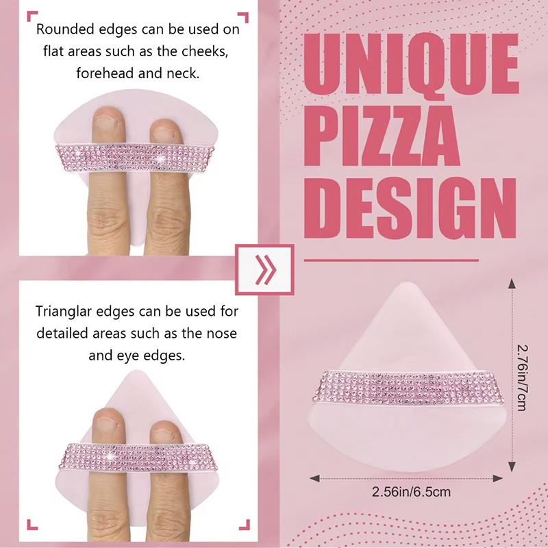 3Pcs Triangle Powder Puff Face Diamond Ribbon Soft Makeup Tool Sponge Velvet Soft Smooth Facial Beauty Makeup Sponge Accessories