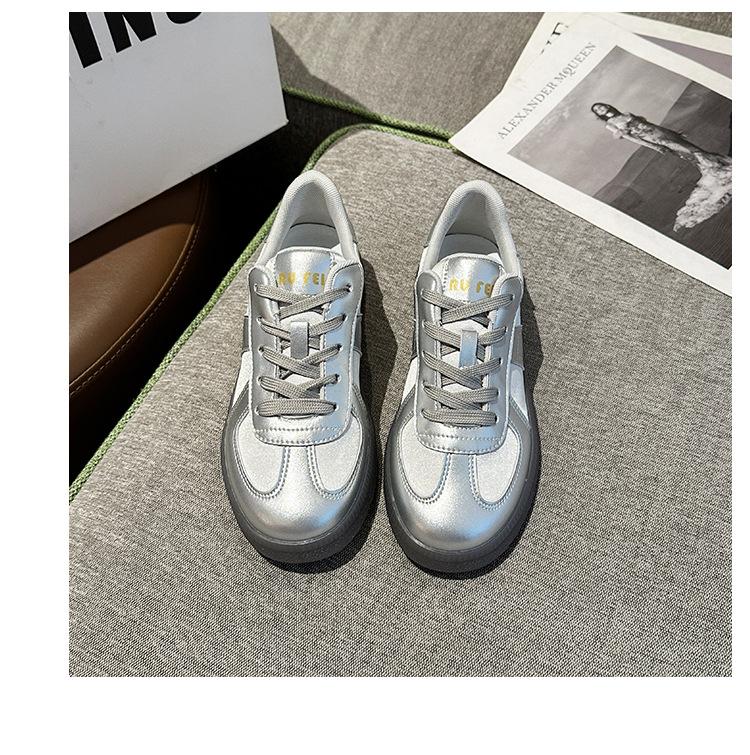 European Station Silver Dexun Shoes 2025 Autumn New Flat Bottom Versatile Low-top Shoes Niche Casual Retro Board Shoes