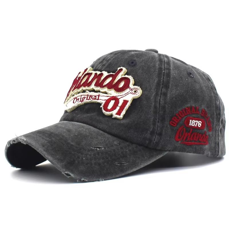 2025 New Fashionable Washed Orlando 01 Embroidered Baseball Hat Men's Sports Hip Hop Hat Women's Leisure Outdoor Sunscreen Hat