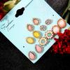 Multi-Element Water Drop Rhinestone Flower Stud Earrings Opal Earrings Multi-Piece Set