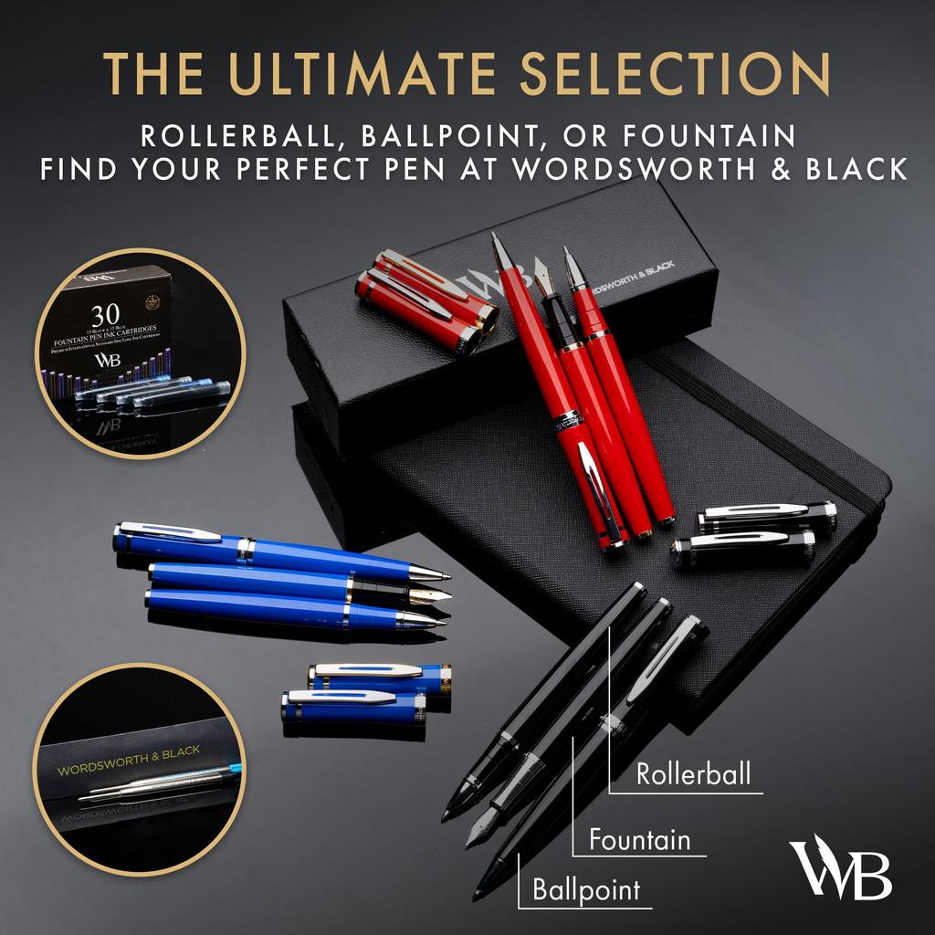 Wordsworth Black Green Lacquer Ballpoint Pen Stunning Luxury Pen with Chrome Finish and Refillable A Perfect Gift Set for Men and & - Ink. Women.