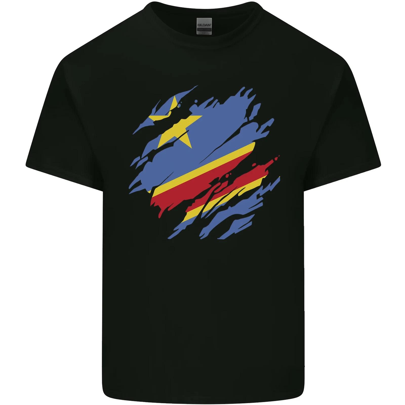 

Torn DR Congo Flag Congolese Day Football Kids T-Shirt Childrens 4XL