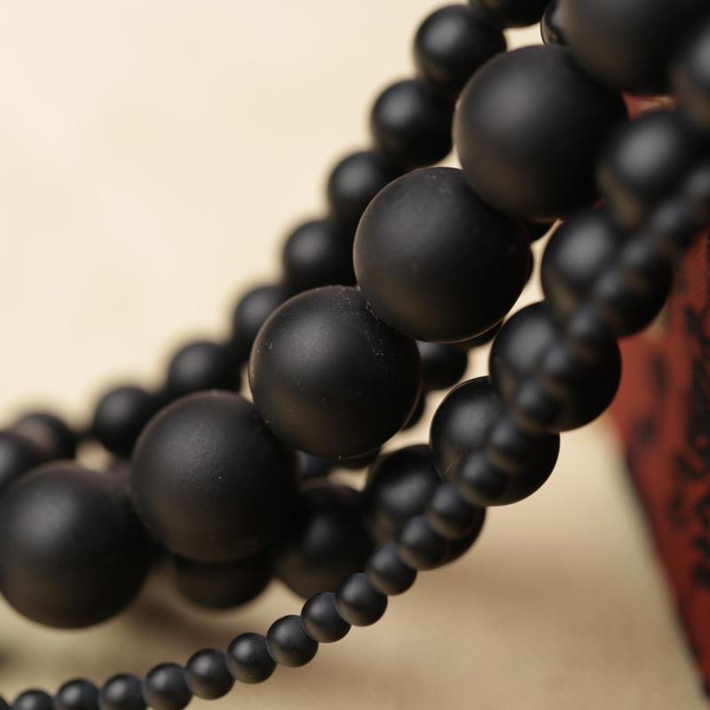 5A Quality Black Polish Matte Onyx Agates Round Beads 15" Strand 4 6 8 10 12 14 MM Pick Size For Jewelry Making