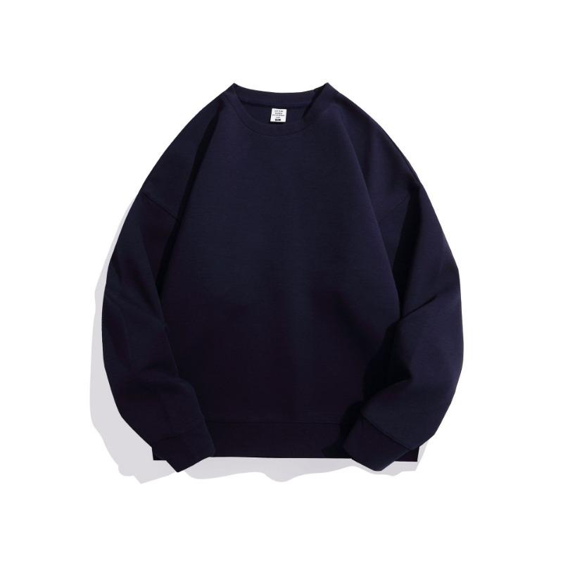 

Осень и зима 0 теплый однотонный свитер с круглым вырезом мужской и женский простой свободный повседневный универсальный топ 2XL тёмно-синий