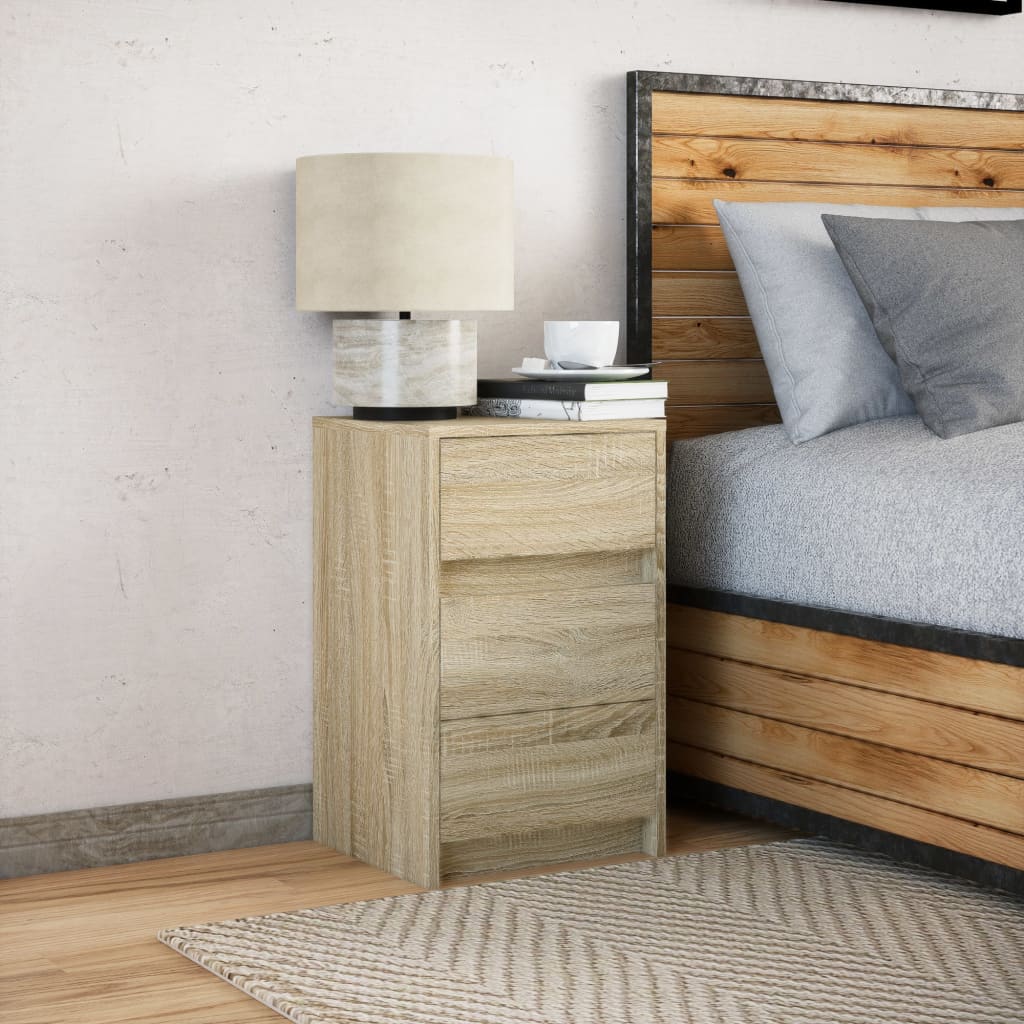 Nightstand With LED, Sonoma Oak Color, Wood-Based Material