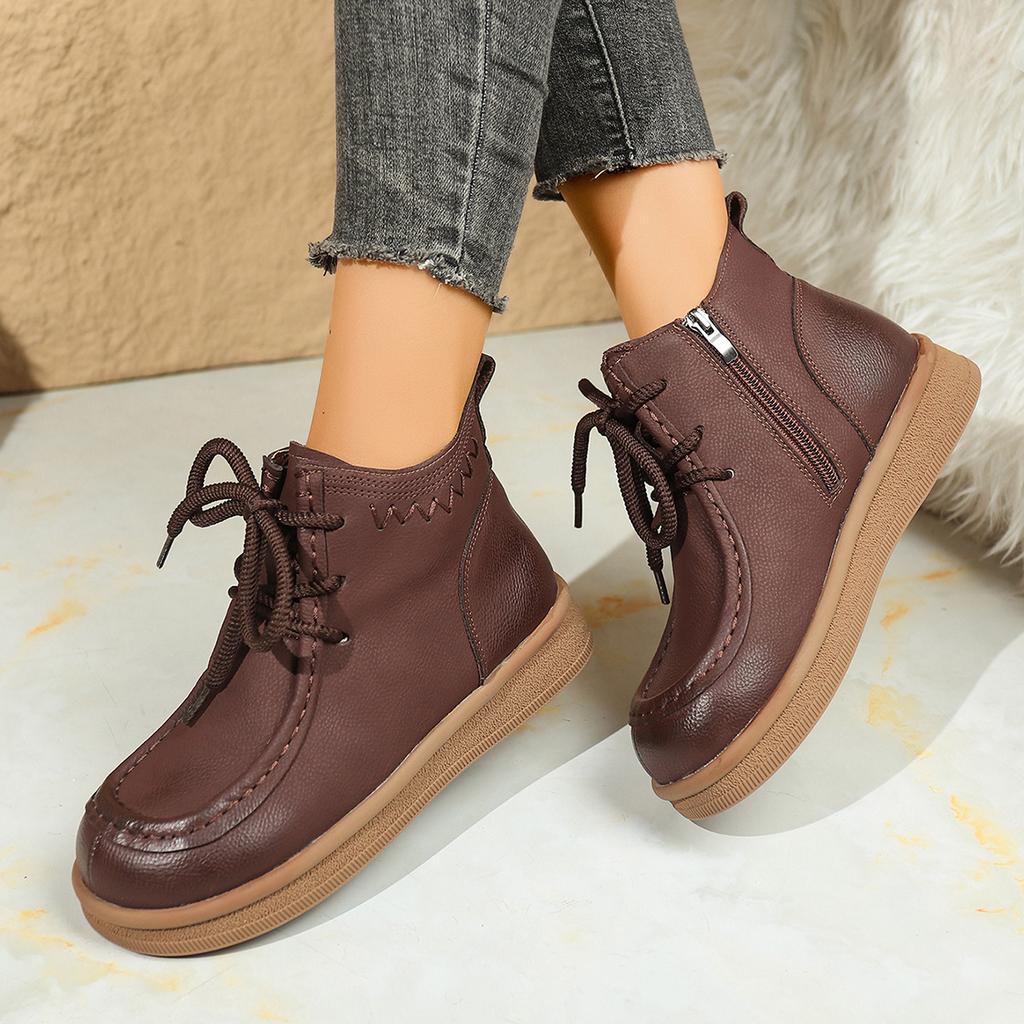 New foreign trade autumn and winter retro soft-soled matte leather Martin boots front lace-up thick-soled versatile medium-top men's and women's boots