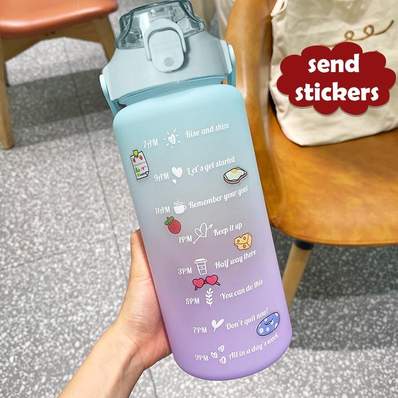 2 Liter Sports Water Bottle with Straw Men Women Fitness Water Bottle Outdoor Cold Water Bottlesc With Time Marker Drinkware New