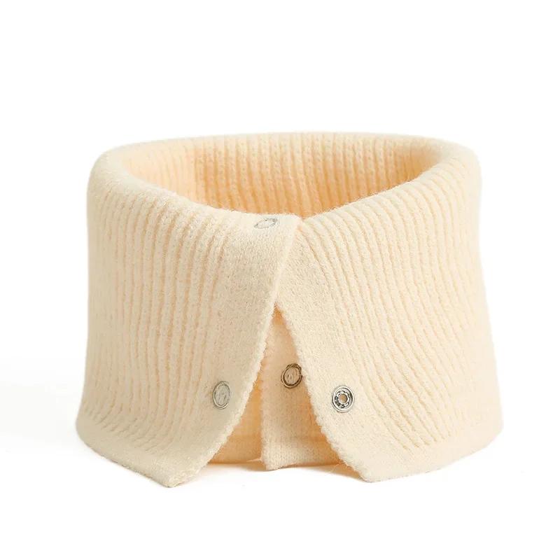 Solid Knitted Ring Scarf Autumn Winter Men Women Button Neck Cover Neckerchief Warm Windproof Wrap Scarf Fashion Choker Muffler