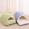 Plush Semi-sealed Pet Bed Checkered Pattern Cat House Cozy Winter Cat Bed  Pet Supplies
