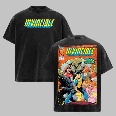 Unbesiegbar T-Shirt Säuregewaschenes T-Shirt Mark Grayson Comic Omni-Man Grafik Top Herren Top