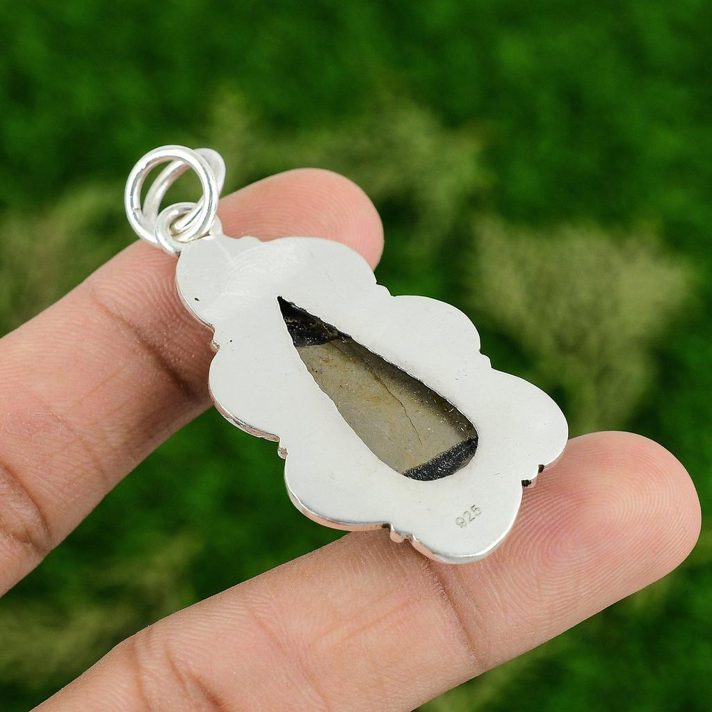 925 Sterlingsilber Birne Septarian Edelstein Lünette Art Deco Ehefrau Anhänger Schmuck