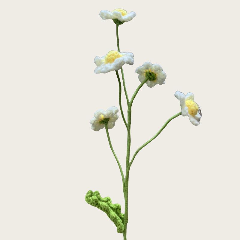 Hand-Knitted Five-Headed Small Daisy Crochet Ornaments - DIY Yarn Floral Craft Display Item Gift