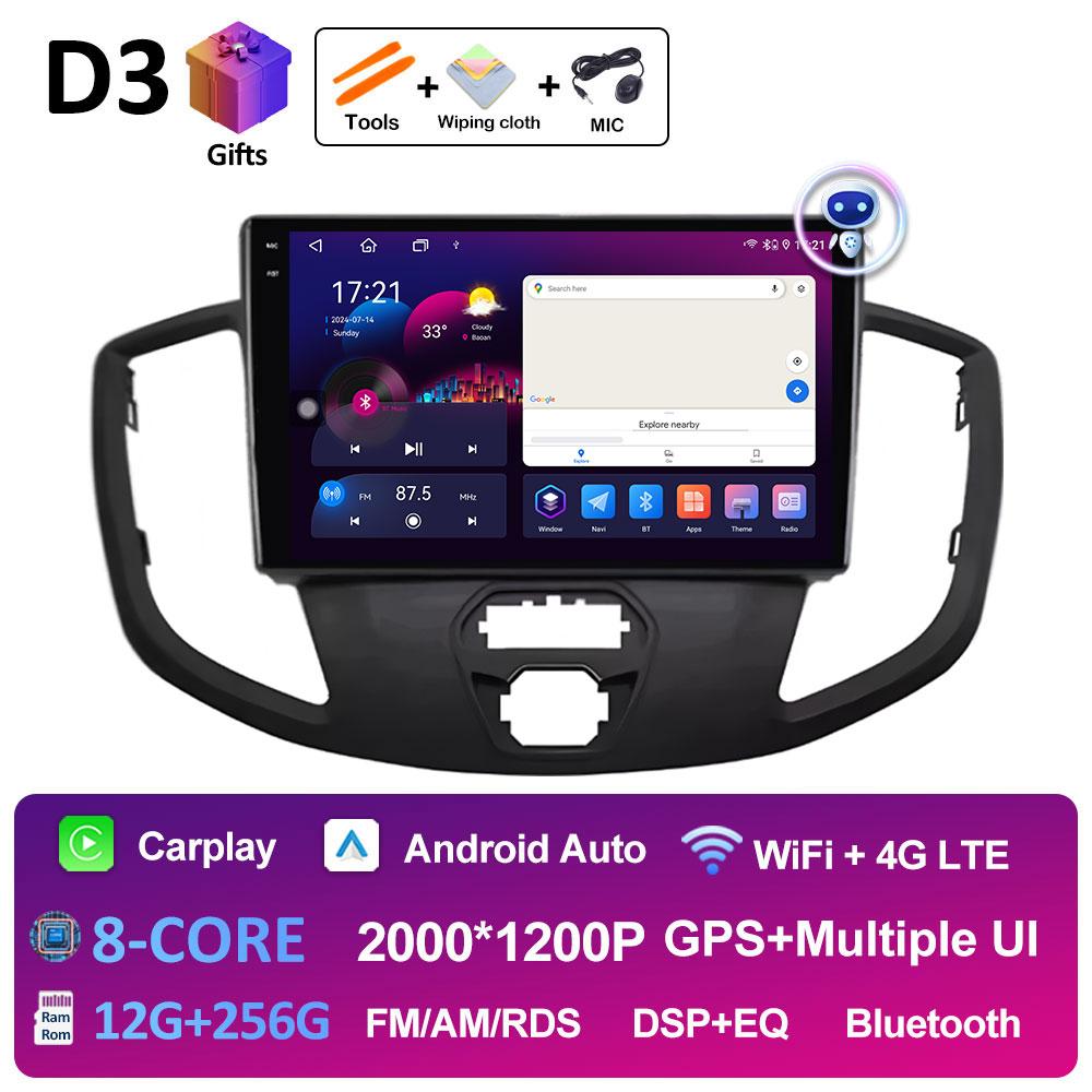 Android 14 Wireless Carplay For Ford Transit 2015 2016 2017 2018 Navigation GPS Cooling Fan Autoradio Car Multimedia Player WIFI