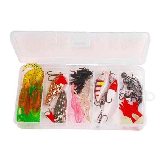 Fishing Lure Set Realistic Looking Vibrant Color Compact Design Portable Soft Lure Fake Bait with Treble Hooks