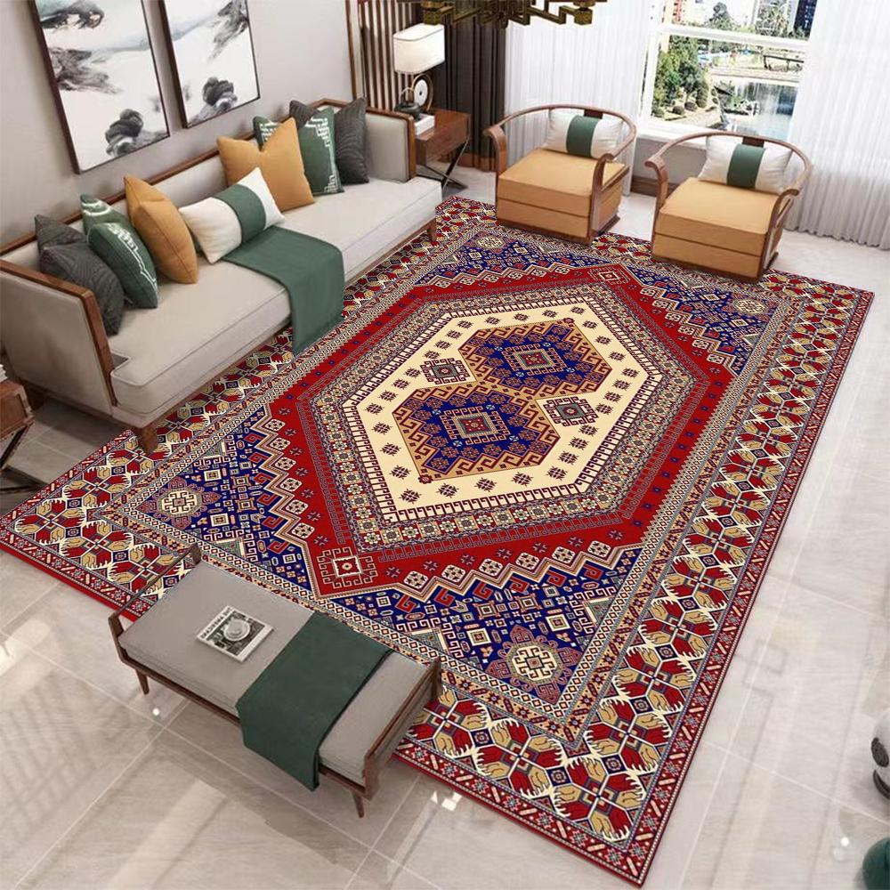 Orientalischer Roter Teppich Persischer Vintage-Stil Teppiche für Wohnzimmer Übergröße Roter Teppich Flurläufer Eingang Traditionelle Fußmatte