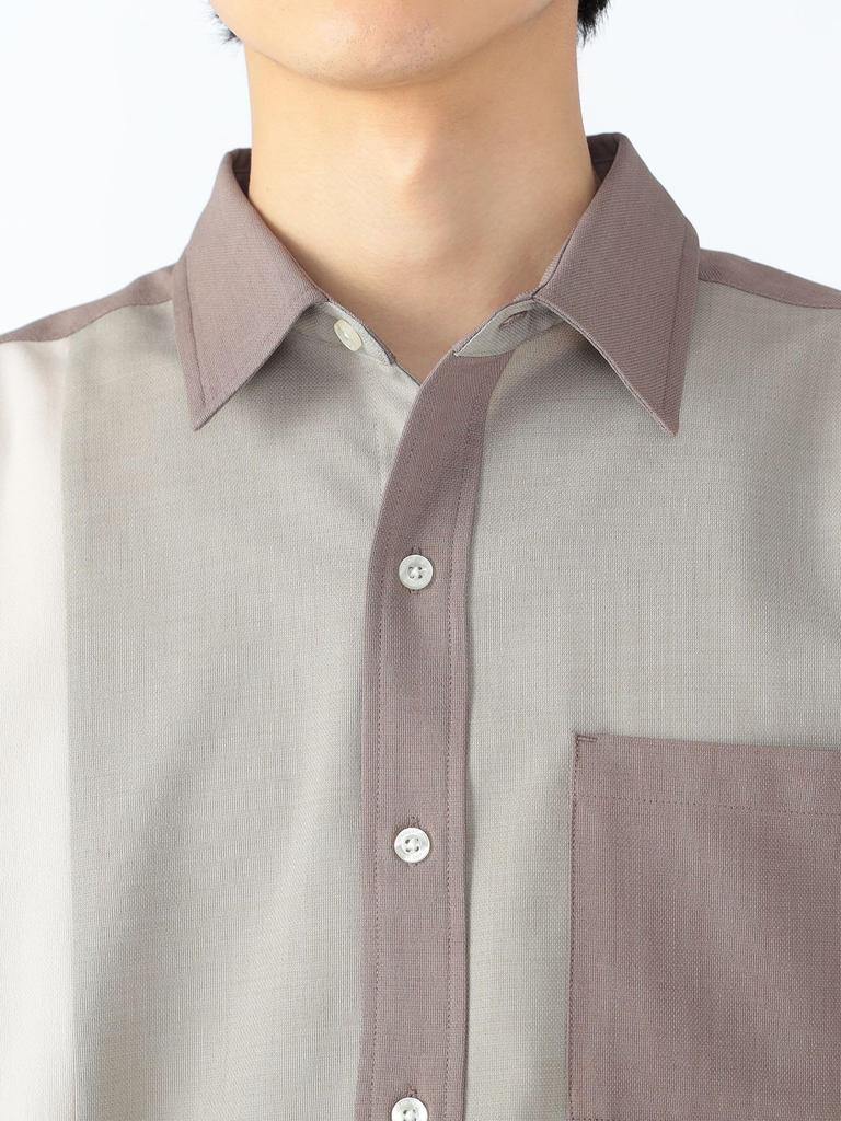 Shirt Polyester Patch Switching Long Sleeve Shirt BROWN S [Beams Heart] L/S Men's