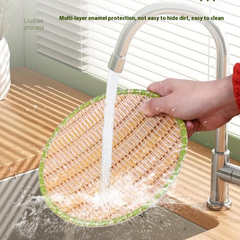 Imitation Bamboo Weaving  Pot Vegetable Plate Barbecue Plate Serving Plate Restaurant