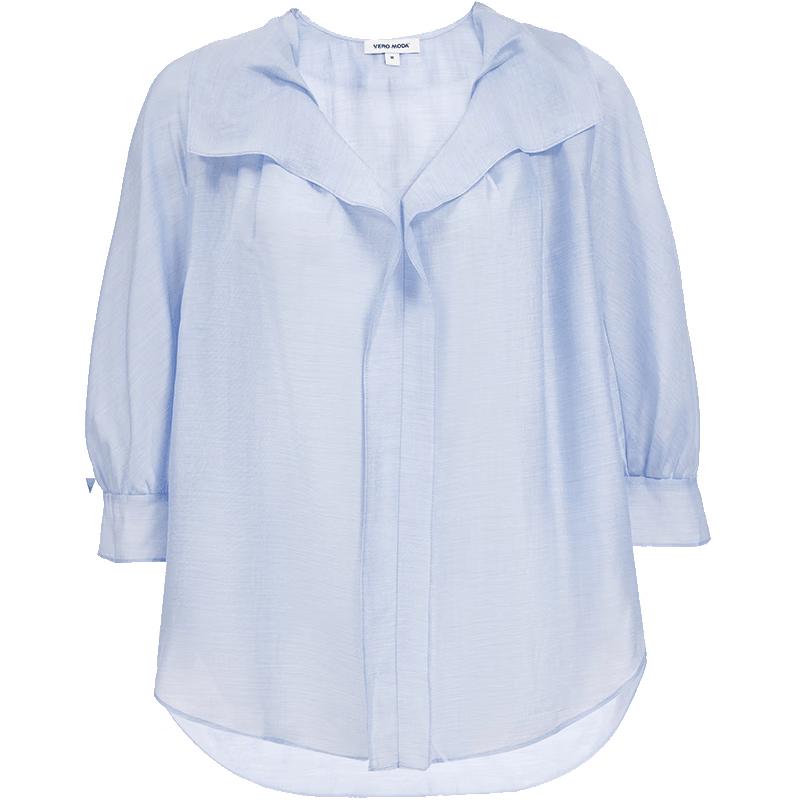 VEROMODA Women s Lyocell Wool Blend Puff Sleeve V-Neck Blouse M