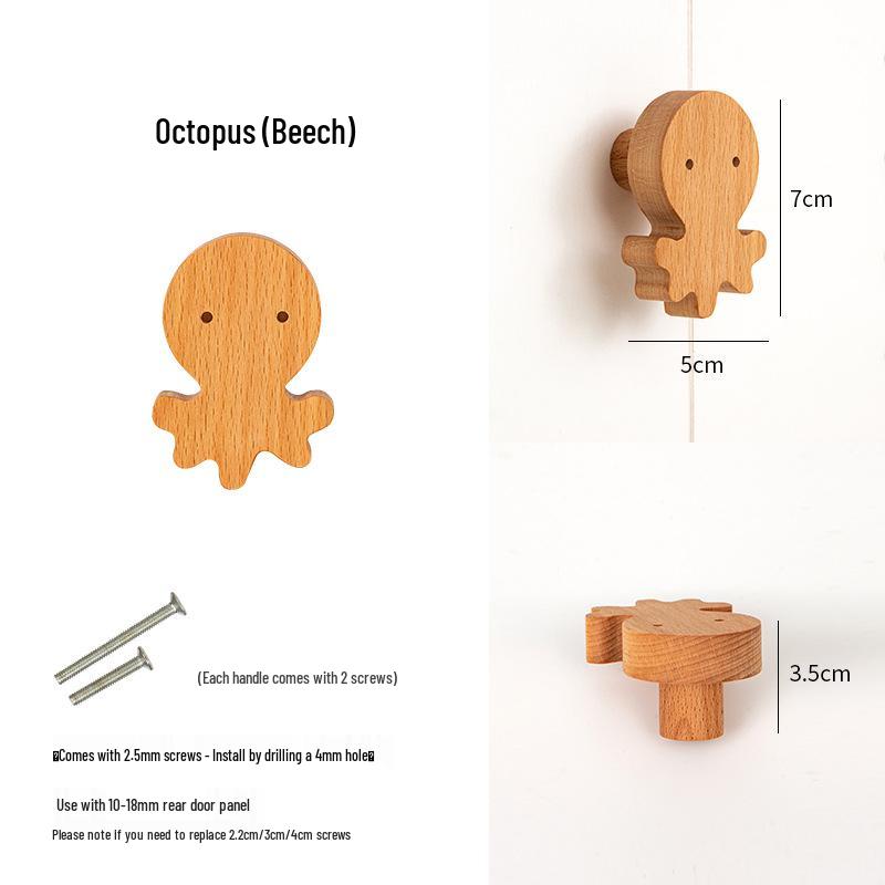 Dinosaur Handle for Children's Room - Cute Wooden Animal Cartoon Drawer & Cabinet Pull