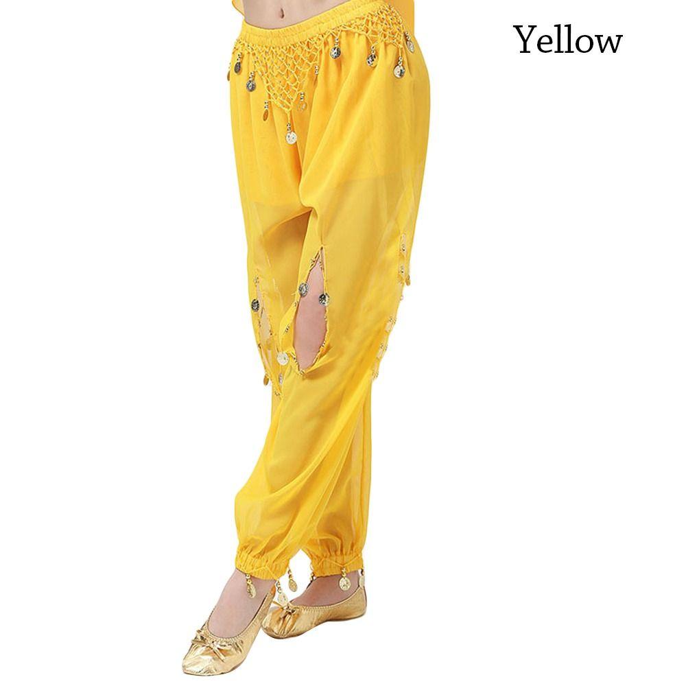 

Tassels Shining Sequins Dancing Trousers Show Costumes Bloomers Belly Dancing Pants жёлтый