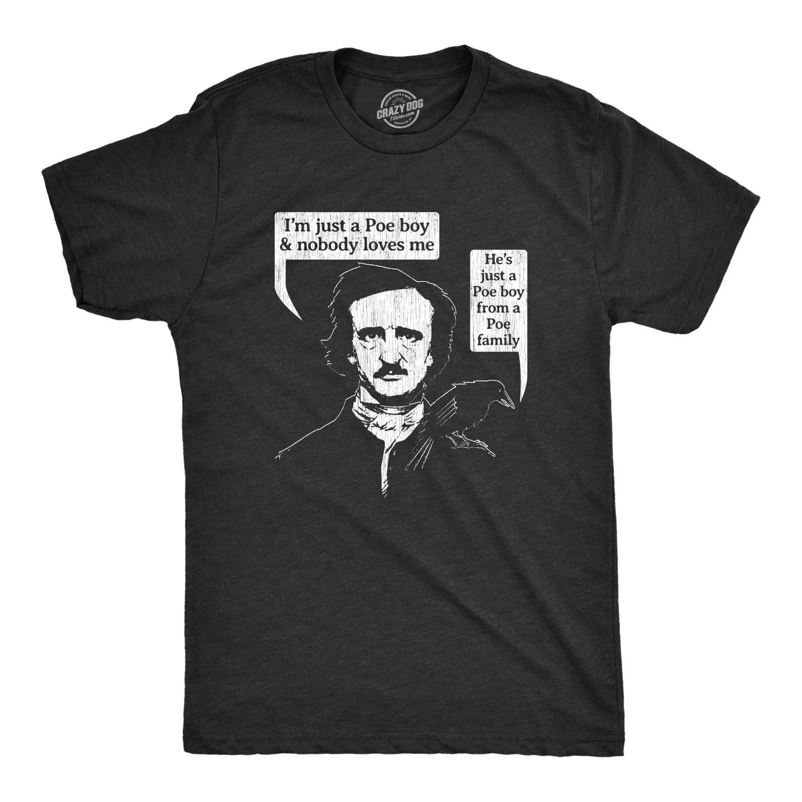 Mens Poe Boy T Shirt Funny Edgar Allan Poe Author Literature Rock Lyrics Queen XXL