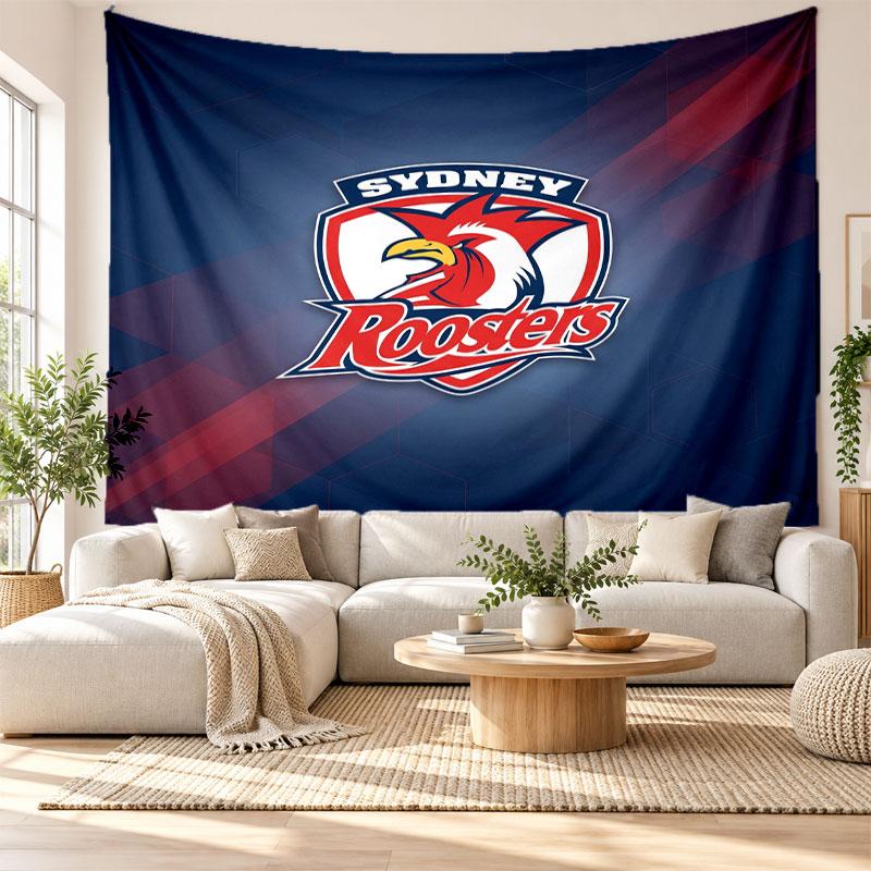 Sydney Roosters Wall Tapestry, Soft Fabric Wall Hanging, Decorative Backdrop For Bedroom Home Wall Art
