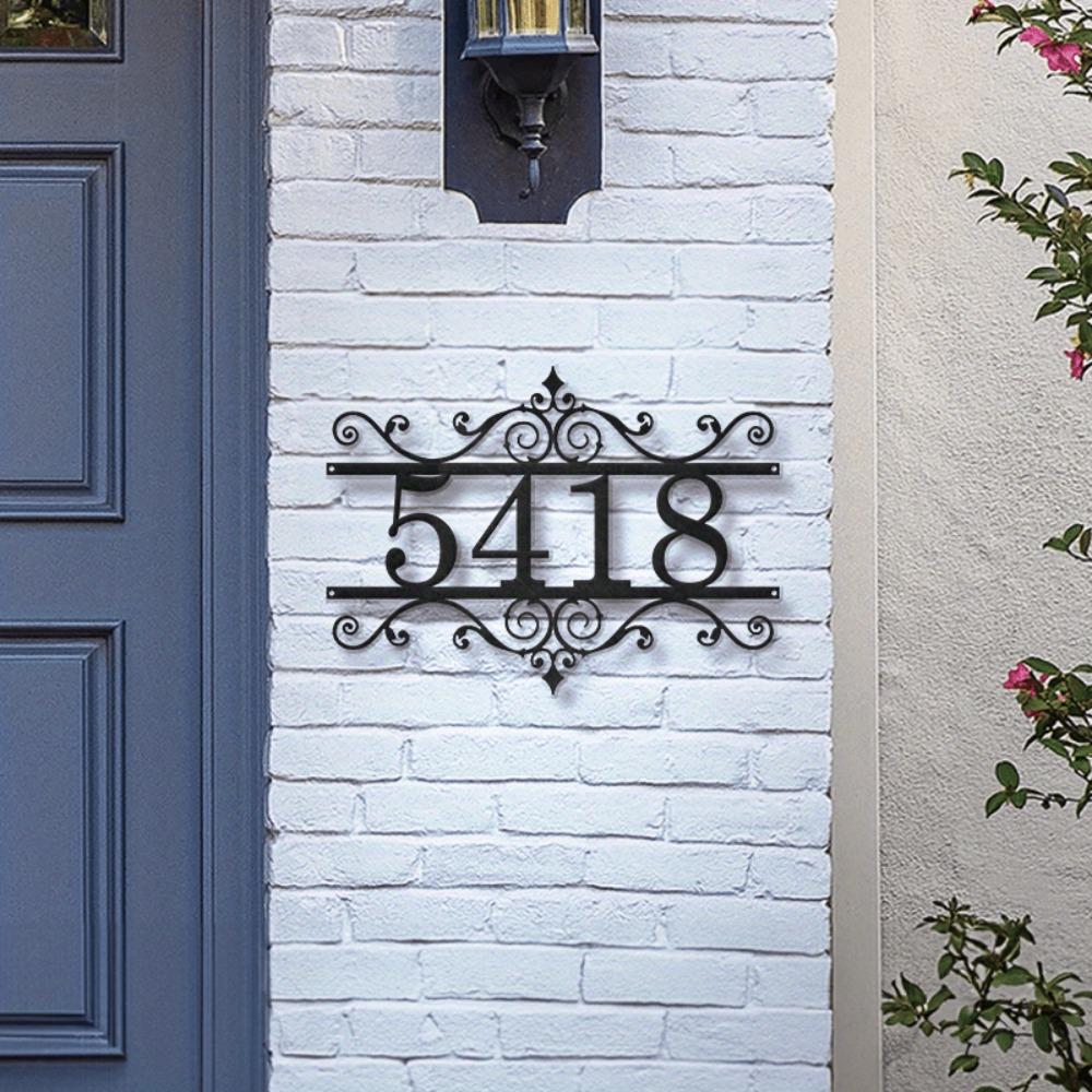 Metal Address Sign House Number Plate Handmade Elegant Home Decor Housewarming Gift