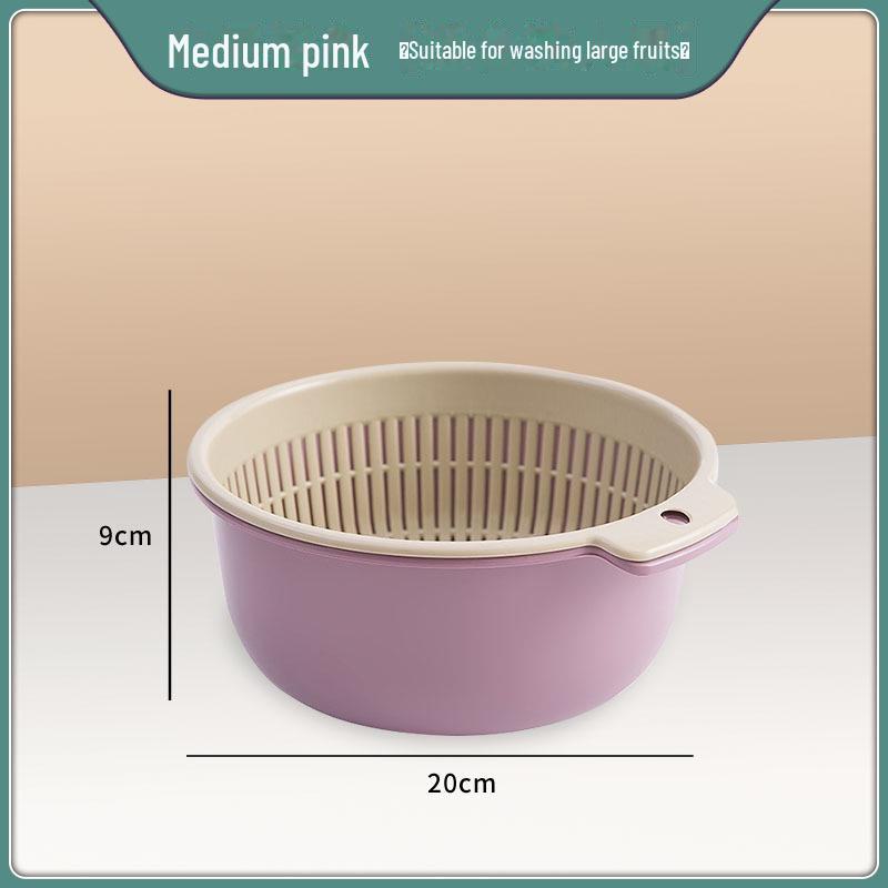Double-Layer Plastic Drain Basket: Enlarged Kitchen Basin & Fruit Plate