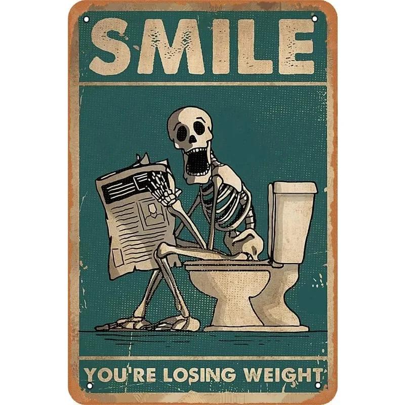 Vintage Metal Tin Poster Retro Bathroom Wall Art Sign Restroom Decor Plaque Metal Plate Poster for Toilet Home Decor