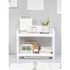 1PC PP Desktop Double Layer Storage Rack Rectangular White Organizing Student Desk Office Cosmetics Stationery