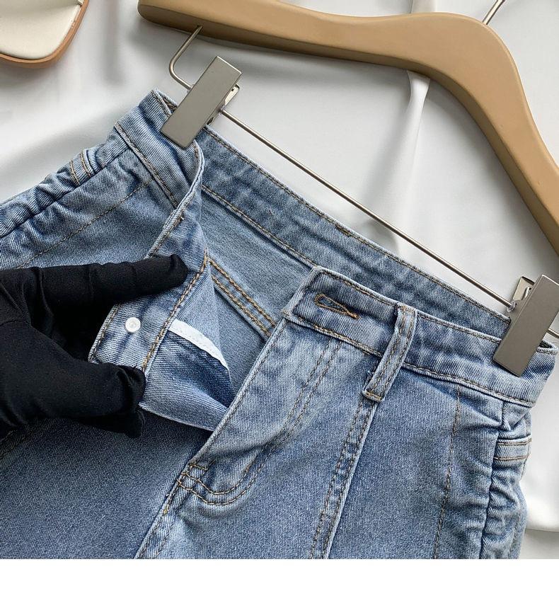 Pantaloncini di jeans alla moda versatili con coulisse da donna estivi a sezione sottile a vita alta elastici con bretelle sottili a forma di A a gamba larga super corti sub