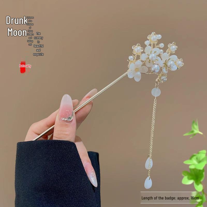 Ancient Chinese-Style Hanfu Hair Accessories: Elegant Updo Hairpins with Tassels for Women