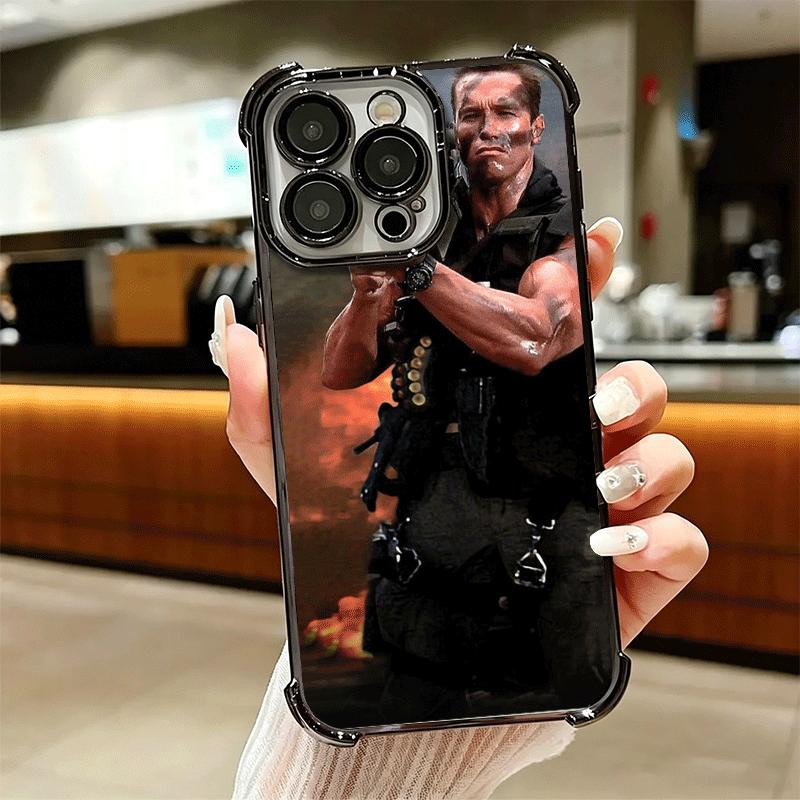 Terminator Arnold Schwarzenegger Plating Phone Case For Iphone 16 17 Pro Max Air 16E 14 15 Plus 12 13 Mini Anti-Fall Airabag Cov