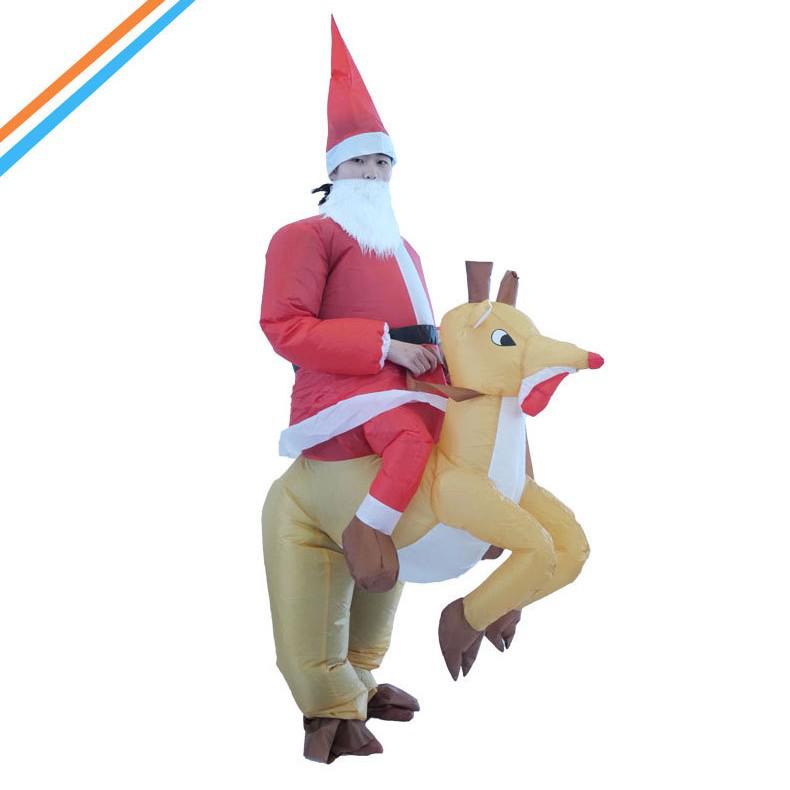 Reindeer & Gingerbread Man Inflatable Santa Costume for Christmas Party Stage Props