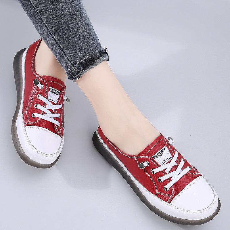 2022 White Soft Sole Low-Cut Casual Leather Sneakers - Trendy Korean Style for Spring and Autumn