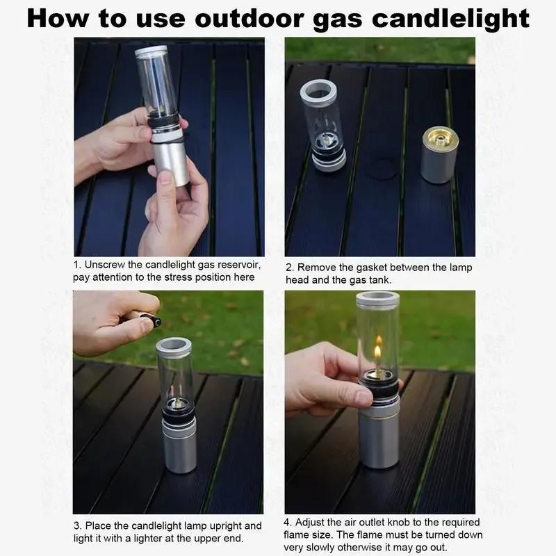 Portable Camping Tent Gas Lamp Outdoor Gas Candlelight Windproof Adjustable Gas Candlelight Lantern for Camping Accessories