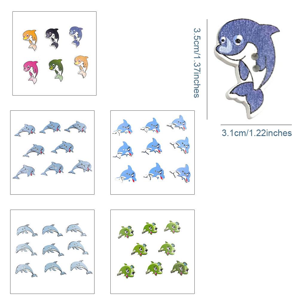 Balení 50 Dřevěných Knoflíků Vynikající Hrubý Povrch Široce Použitelné Zapínání Knoflíky s Dříkem ve Tvaru Ryby Šicí Potřeby pro Stehování