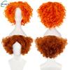 High Quality Mad Hatter Cosplay Wig Alice Wonderland Short Orange Curly Heat Resistant Synthetic Hair Anime Wigs + Wig Cap