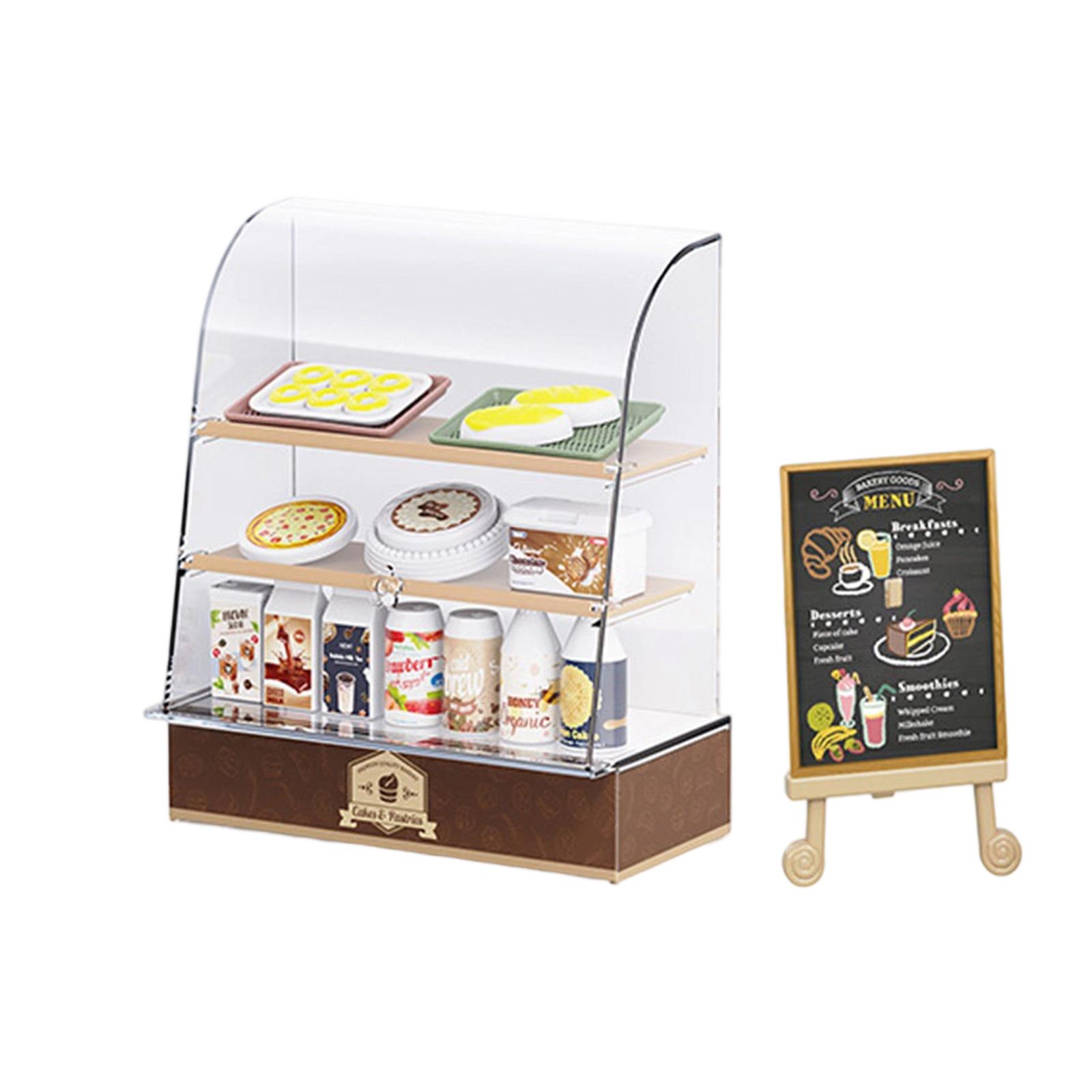 

Миниатюрная витрина для пекарни с набором фигурок десертов для кукольного домика, витрина для магазина пекарни, детская игрушка для кухни для ролевых игр C