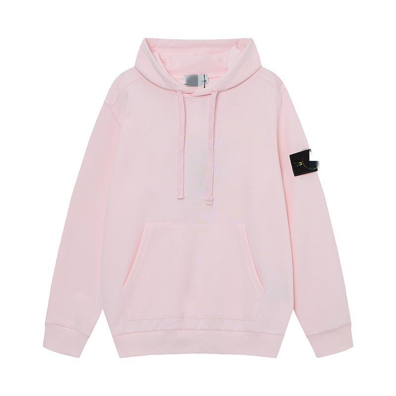 STON Basic Solid Color Compass Patch Fleece Hoodie Long Sleeve Pullover Sweatshirt for Men Women