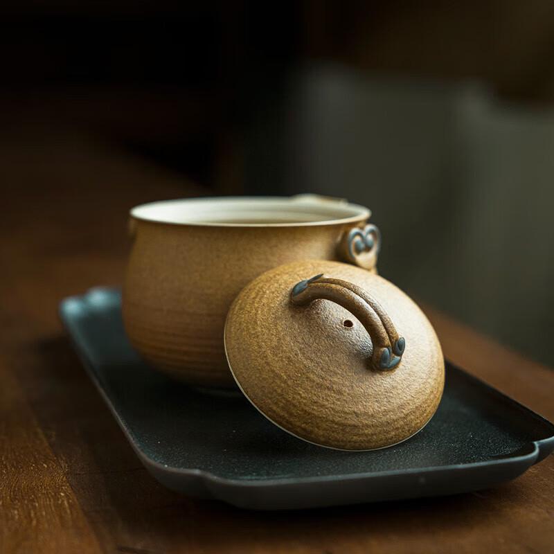 Wanqiantang Auspicious Lingzhi Ceramic Gongfu Tea Set (1 Pot, 2 Cups, 1 Plate)